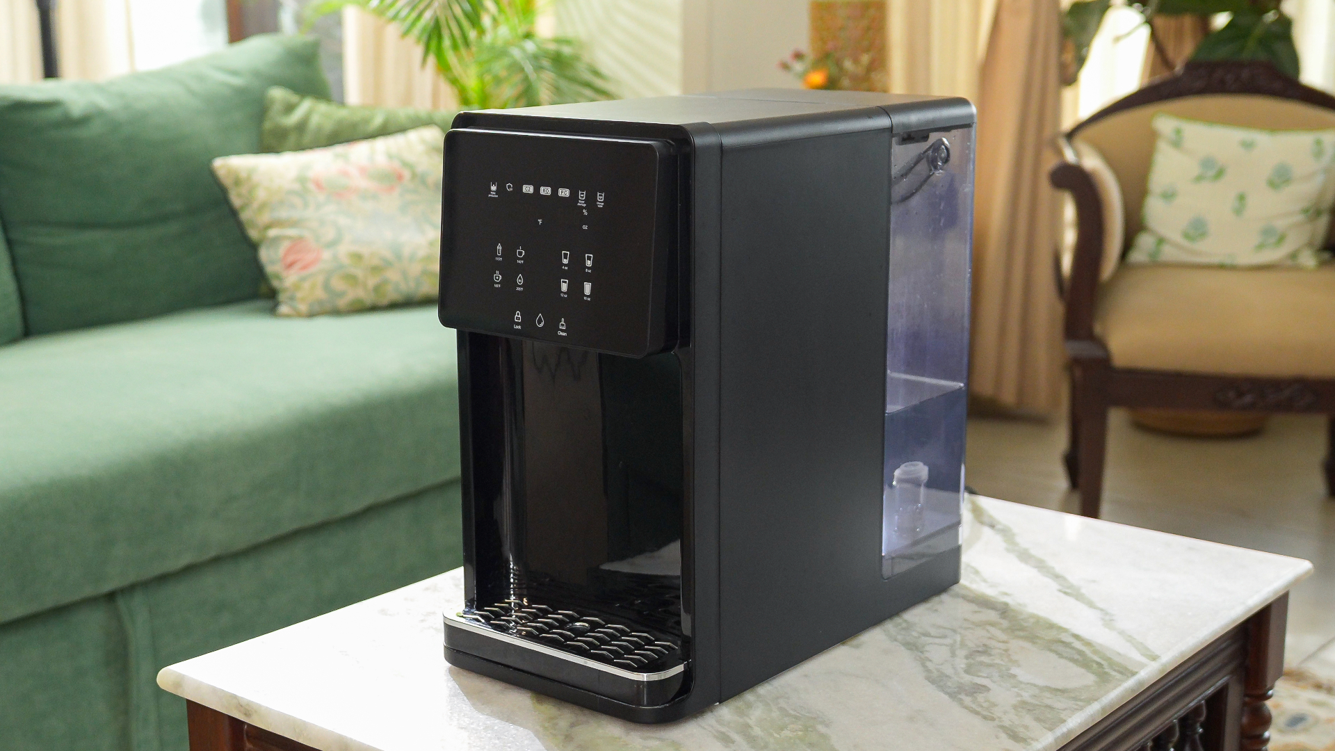 Kyrosonics ultrasonic water purifier on a marble surface