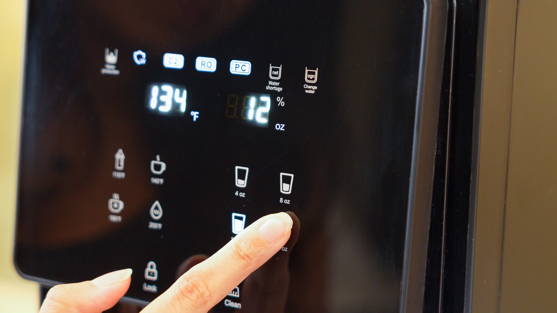 Close-up of the smart touch panel